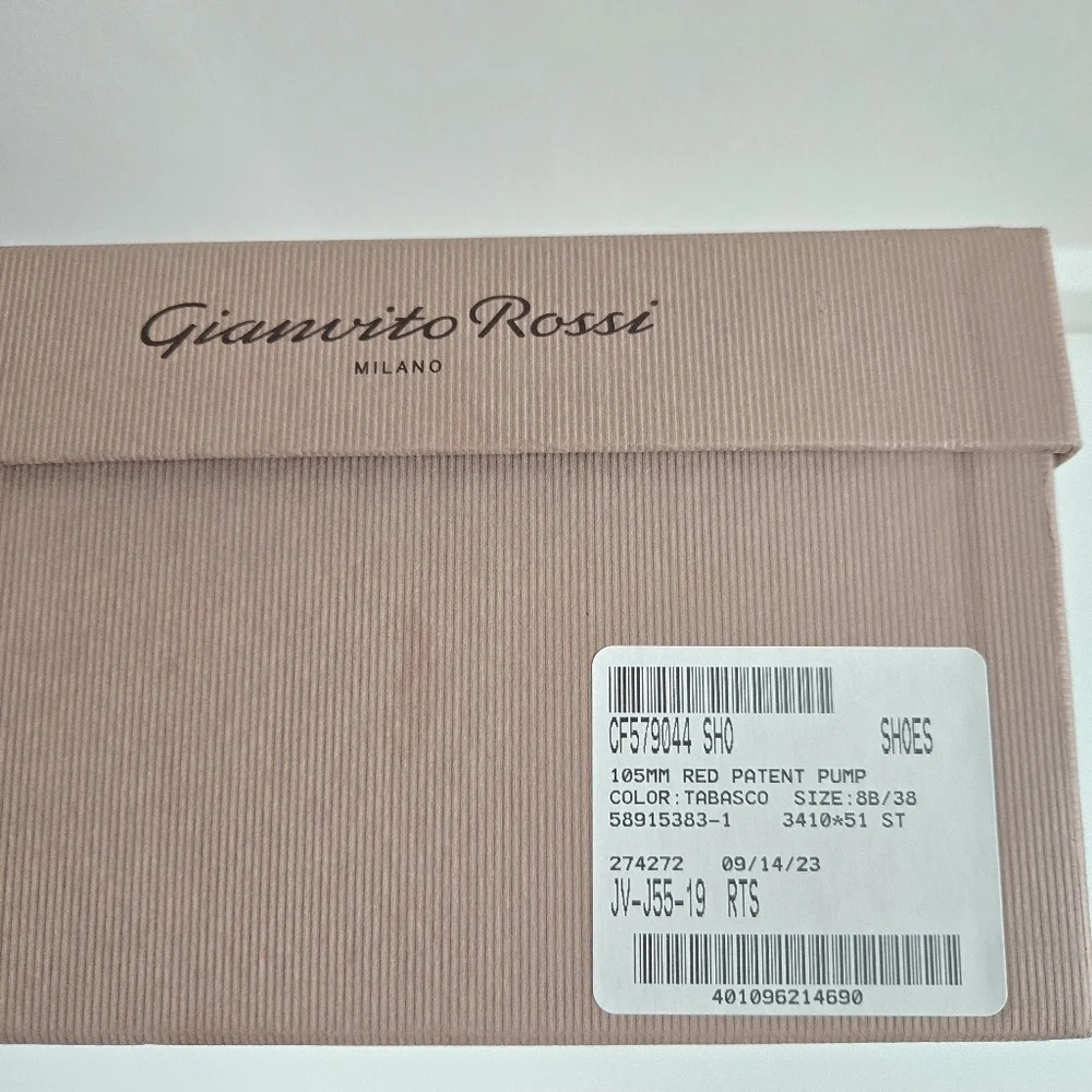 New Gianvito Rossi 105mm Red Patent Pumps 8 US/38 IT New In Box